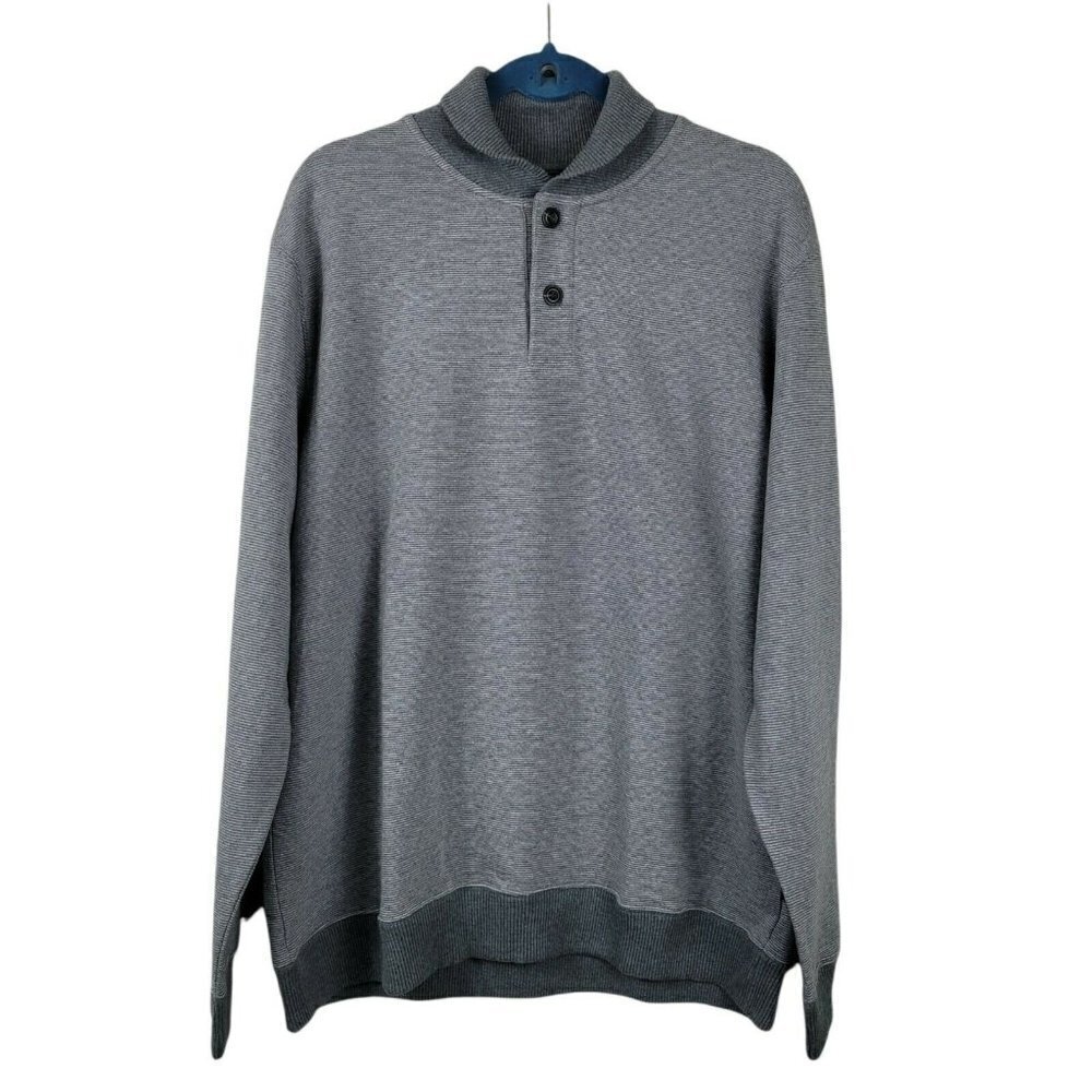 Chaps Ralph Lauren Jacquard Mock Neck Sweater/Sweatshirt 2 Button Xl Y2k Gray